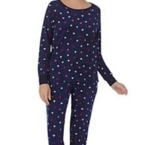 Kate Spade 2 Piece Fleece Blue and Multi Dot Pajama Set
